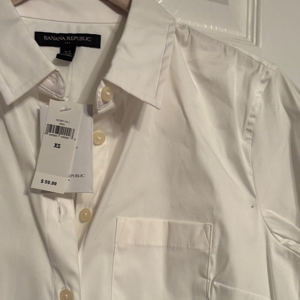 Banana Republic classic poplin white button down shirt size XS NWT - Picture 6 of 9